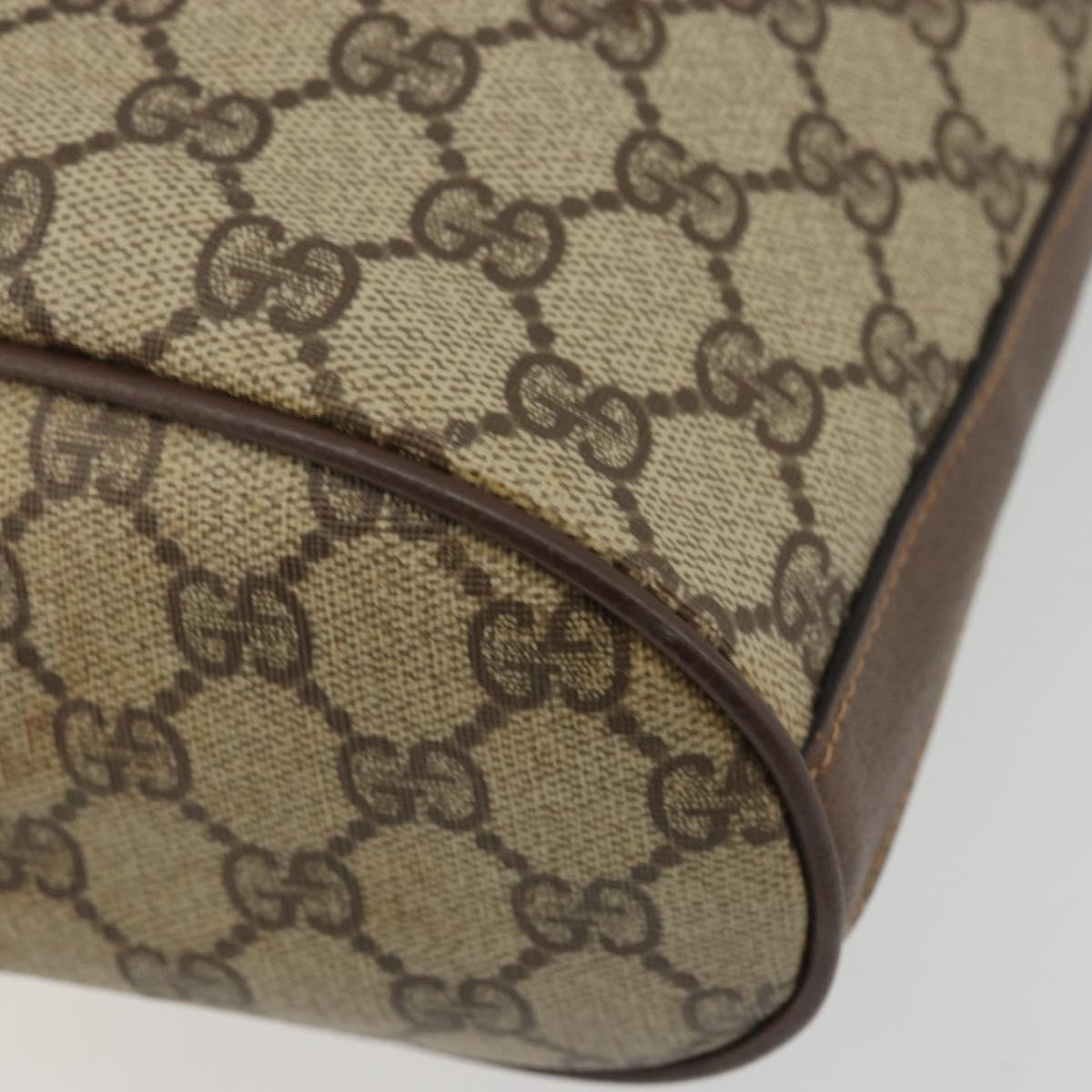 GUCCI GG Supreme Shoulder Bag PVC Beige Gold Auth 174721