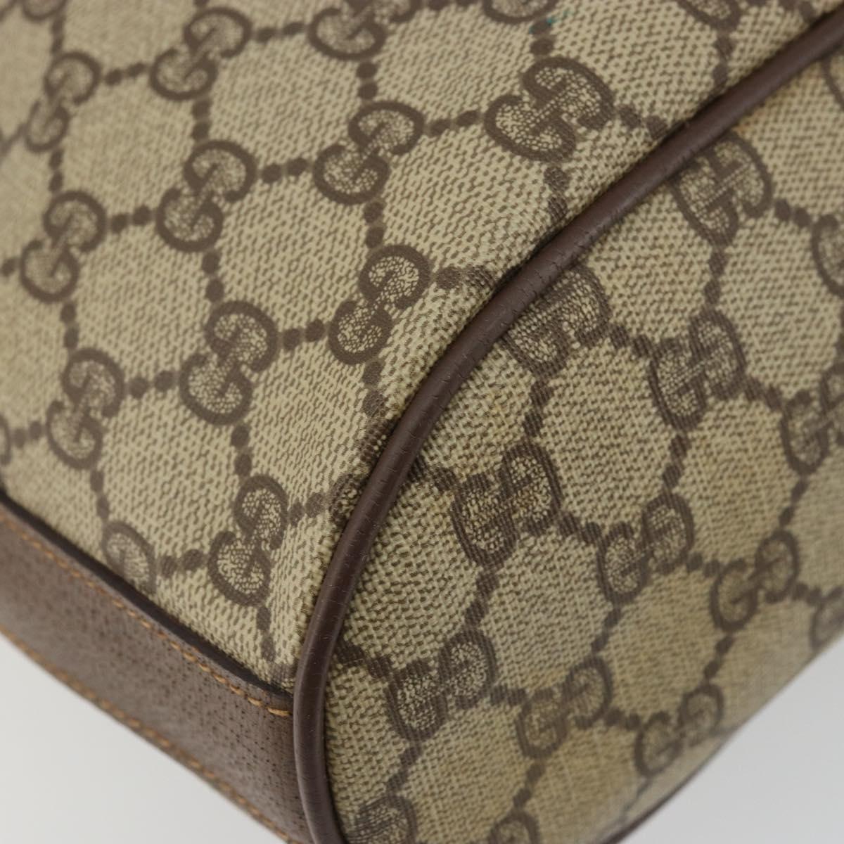GUCCI GG Supreme Shoulder Bag PVC Beige Gold Auth 174721