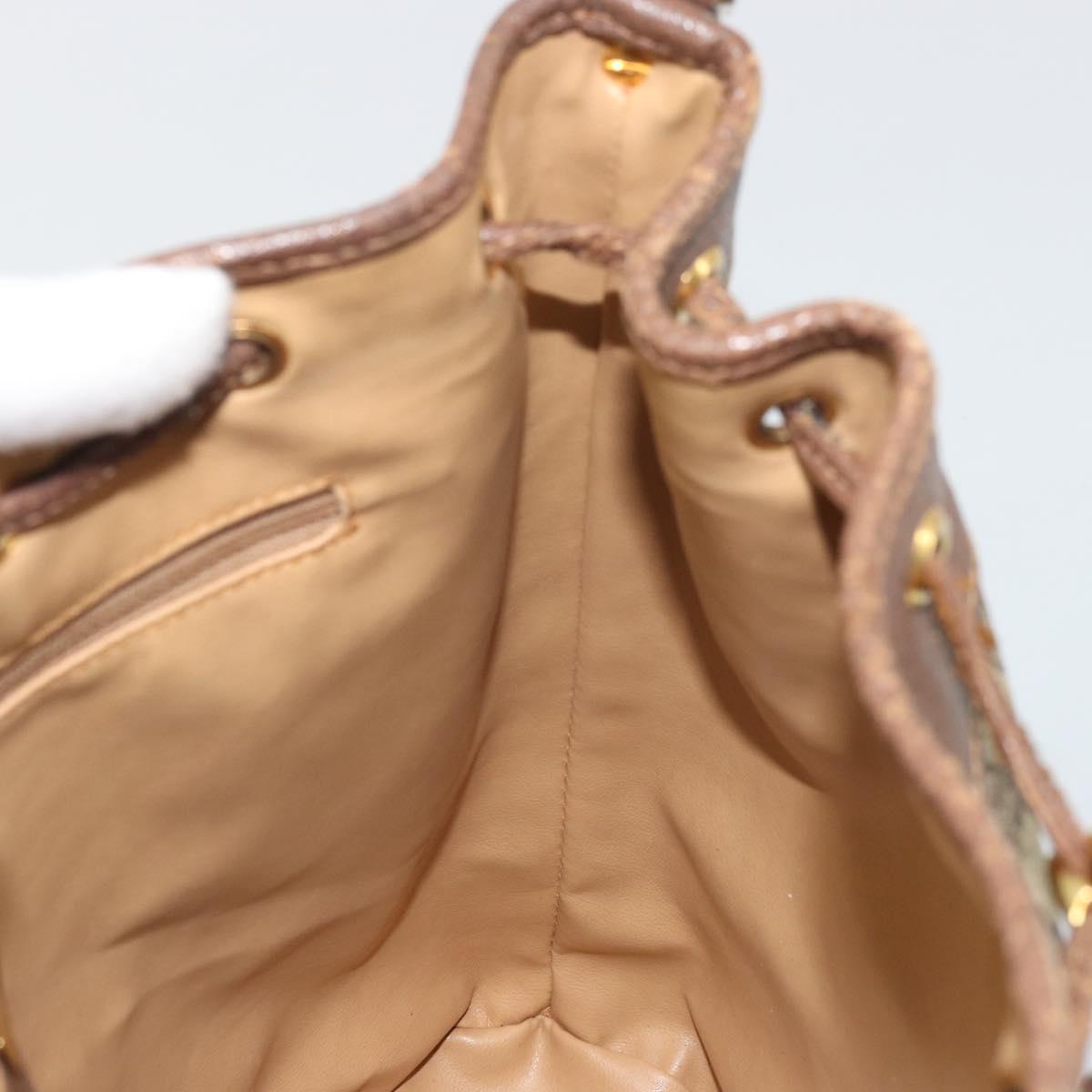 GUCCI GG Supreme Shoulder Bag PVC Beige Gold Auth 174721