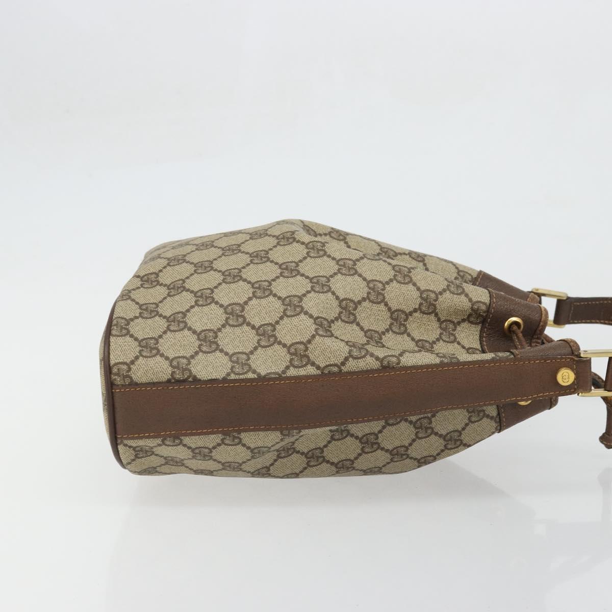 GUCCI GG Supreme Shoulder Bag PVC Beige Gold Auth 174721