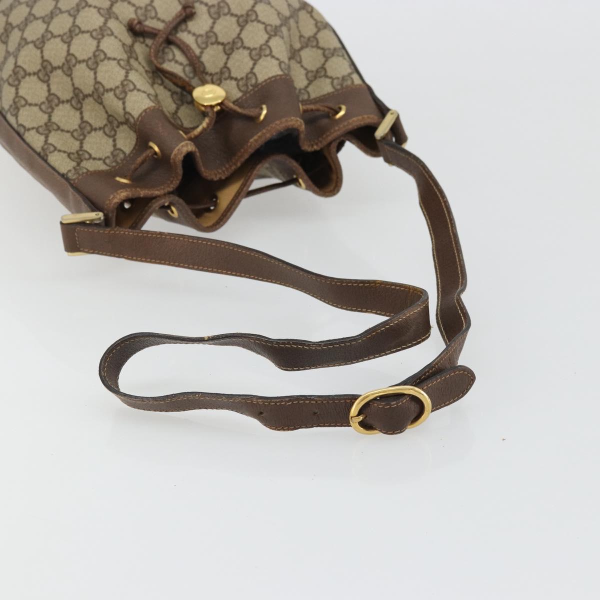 GUCCI GG Supreme Shoulder Bag PVC Beige Gold Auth 174721
