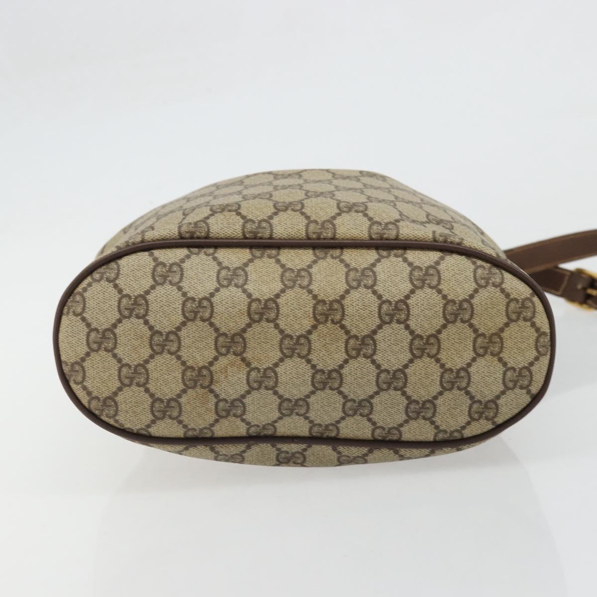 GUCCI GG Supreme Shoulder Bag PVC Beige Gold Auth 174721