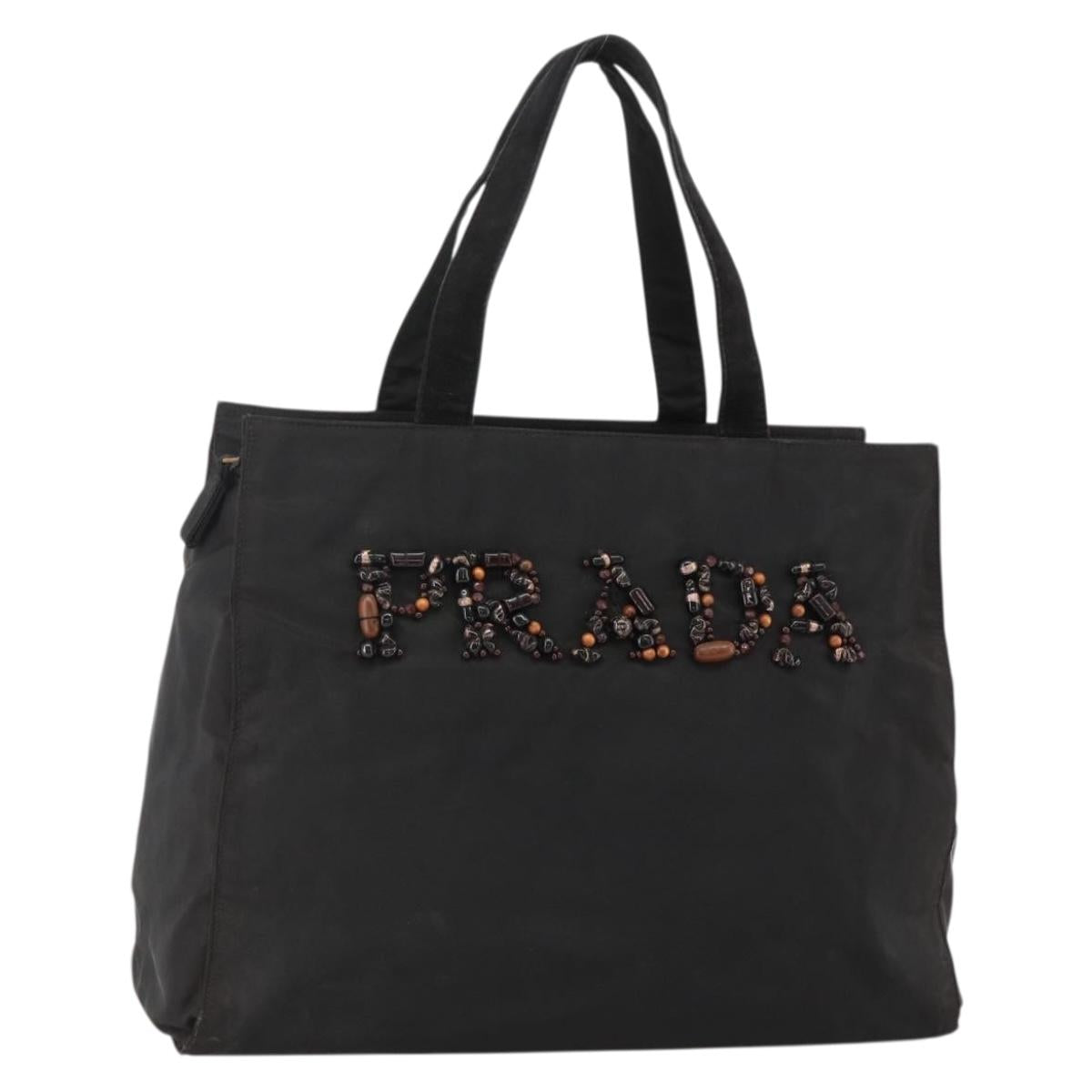 PRADA Tote Bag Nylon Black Auth 174743A