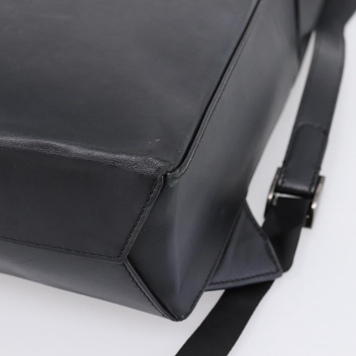 FENDI Backpack Leather Black Silver Auth 174752