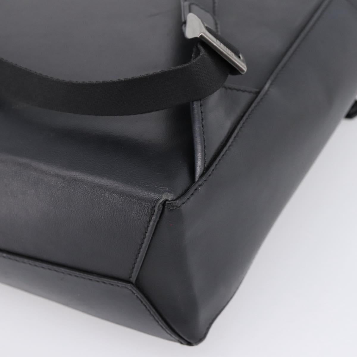 FENDI Backpack Leather Black Silver Auth 174752