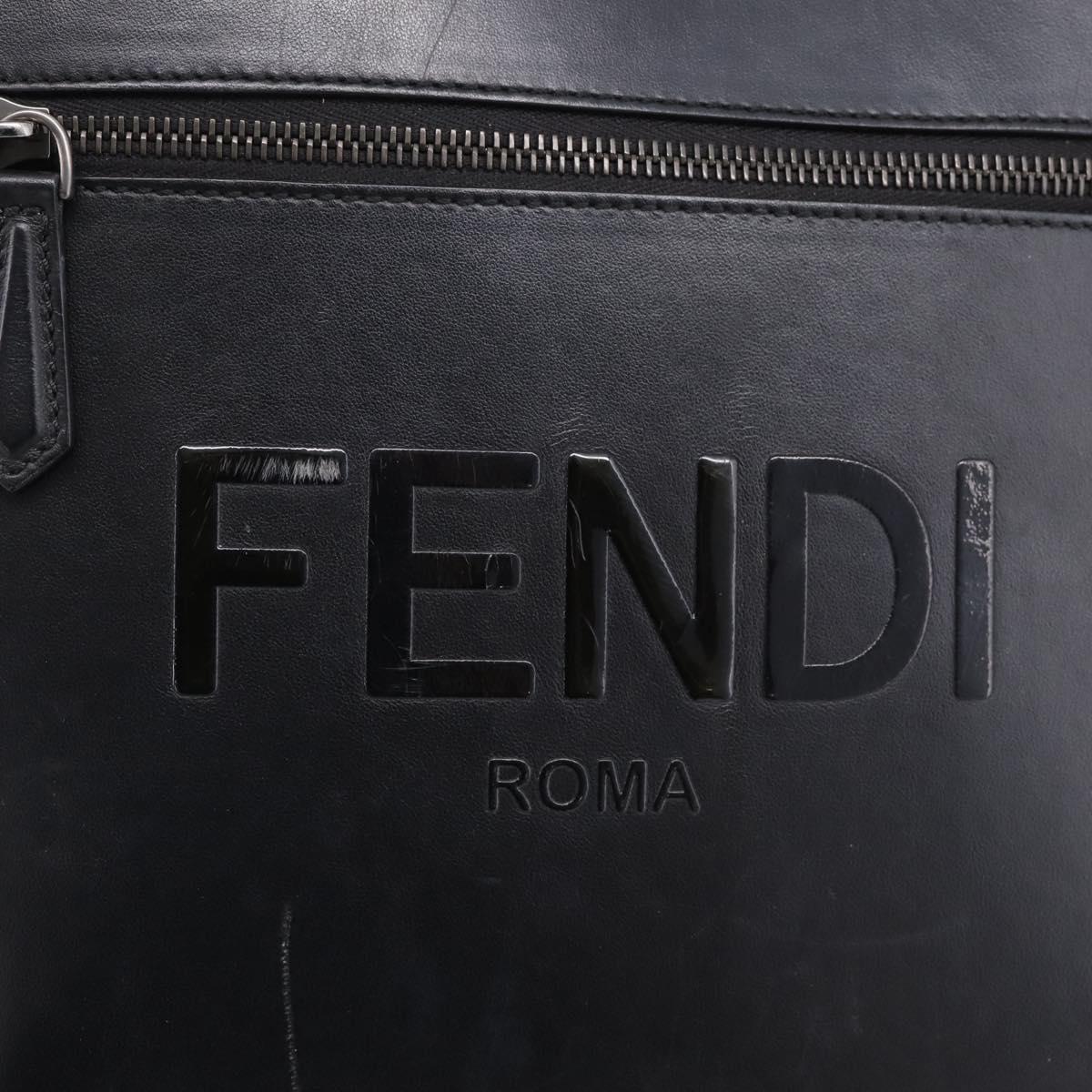 FENDI Backpack Leather Black Silver Auth 174752