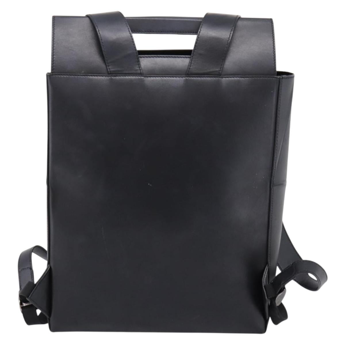 FENDI Backpack Leather Black Silver Auth 174752