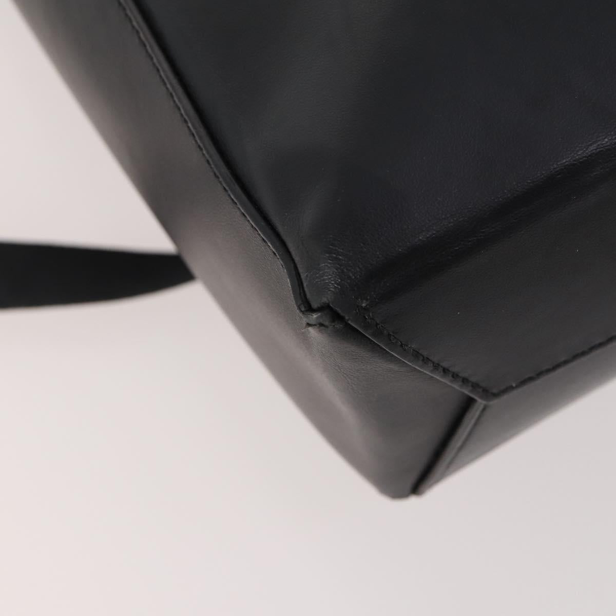 FENDI Backpack Leather Black Silver Auth 174752A