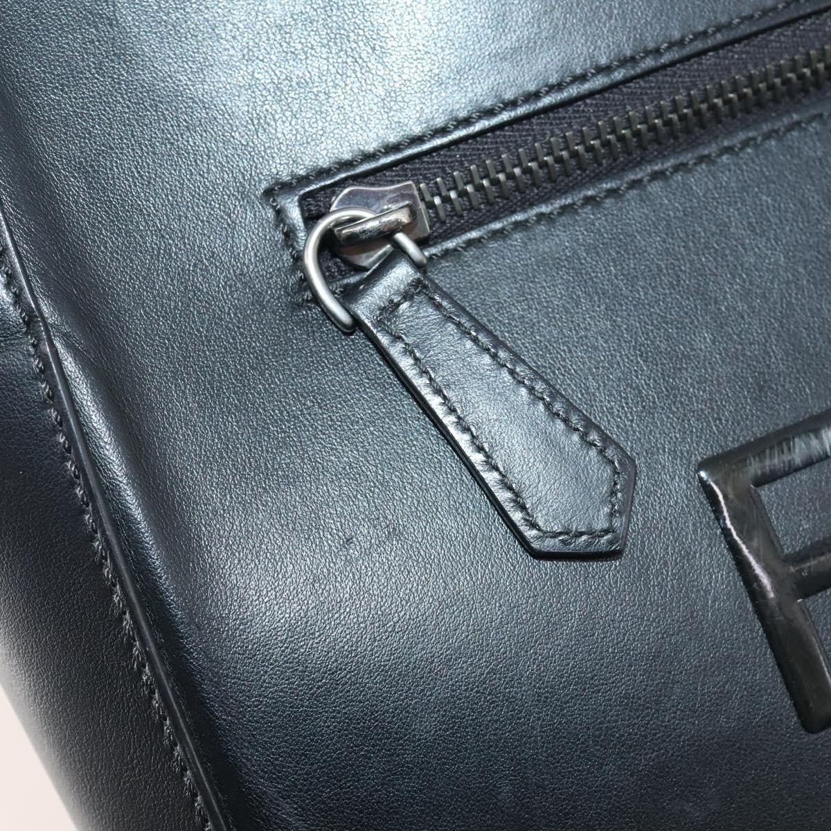 FENDI Backpack Leather Black Silver Auth 174752A