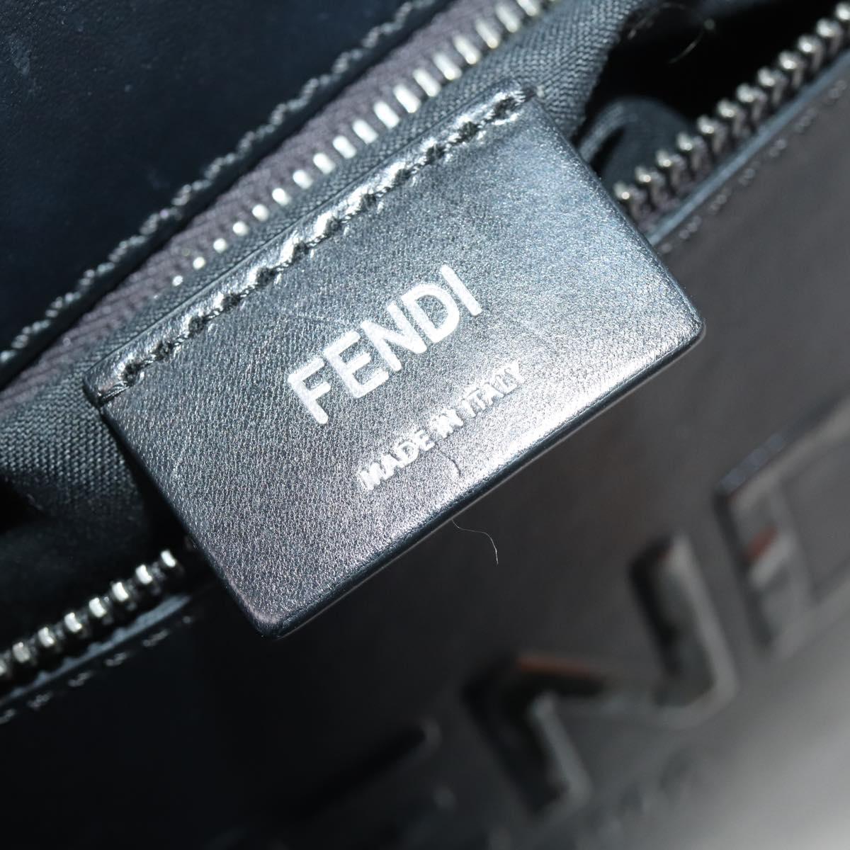 FENDI Backpack Leather Black Silver Auth 174752A