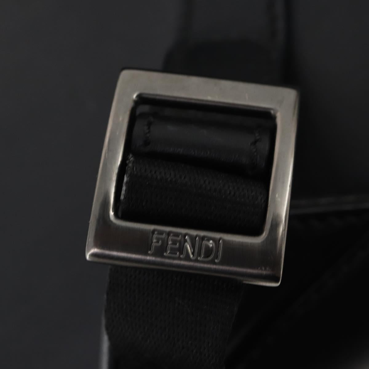 FENDI Backpack Leather Black Silver Auth 174752A