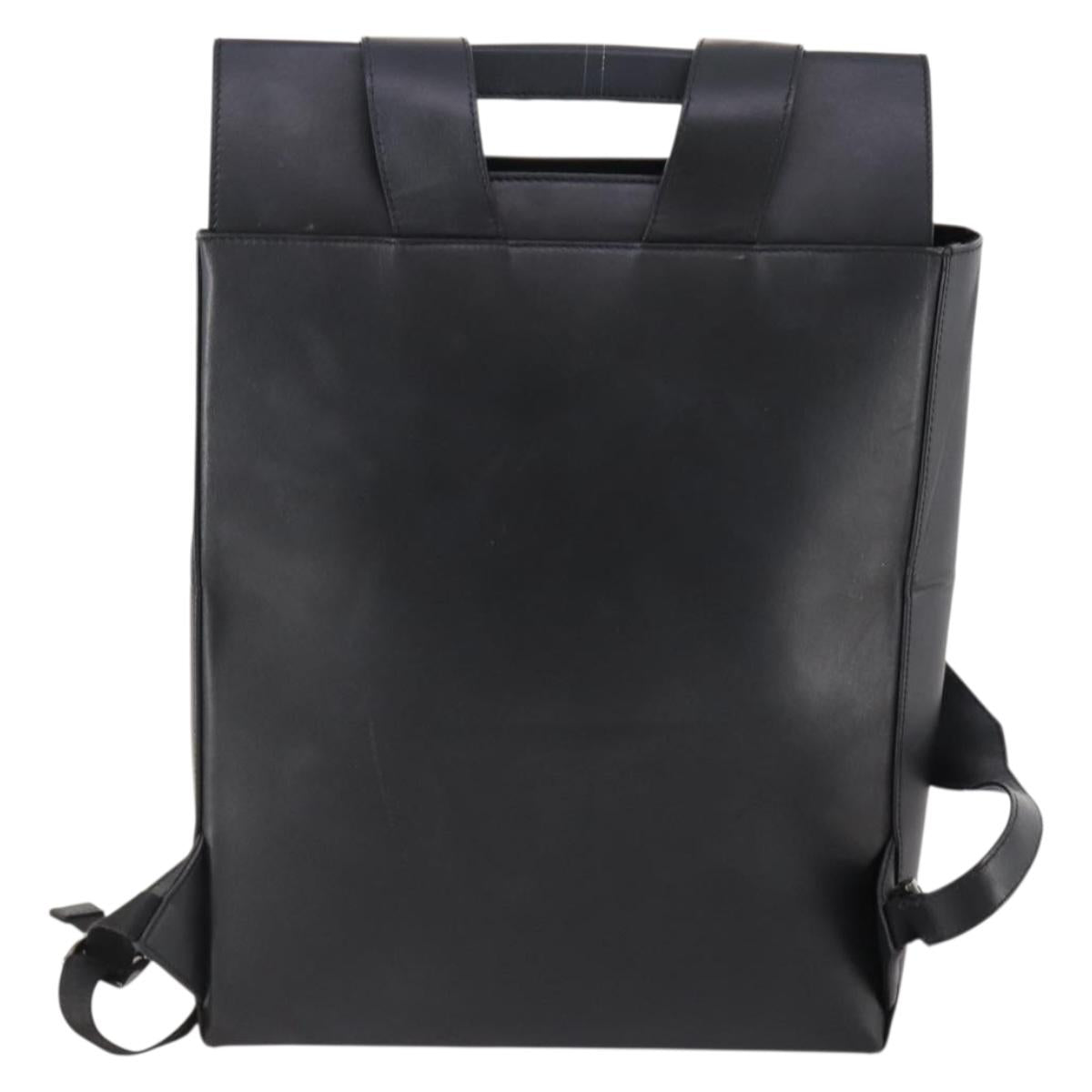 FENDI Backpack Leather Black Silver Auth 174752A
