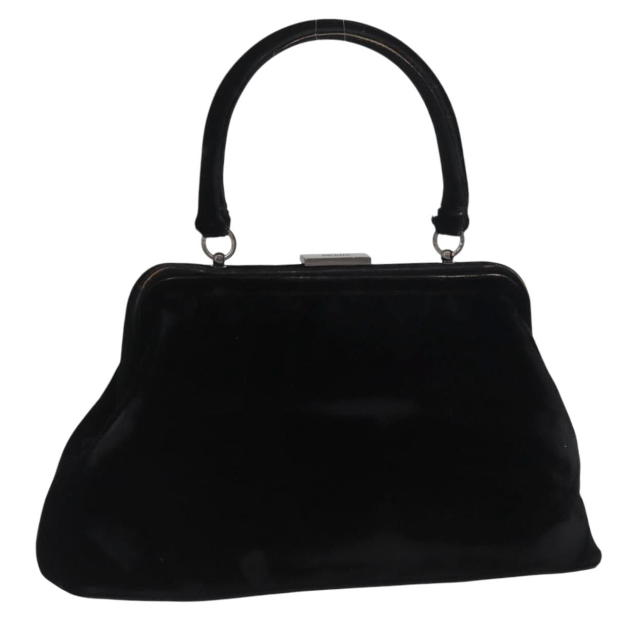 PRADA Hand Bag Velor Black Auth 174759A