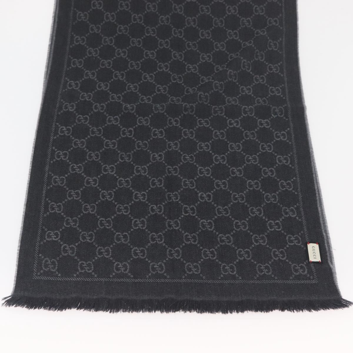 GUCCI GG Scarf Wool Gray Auth 174761A