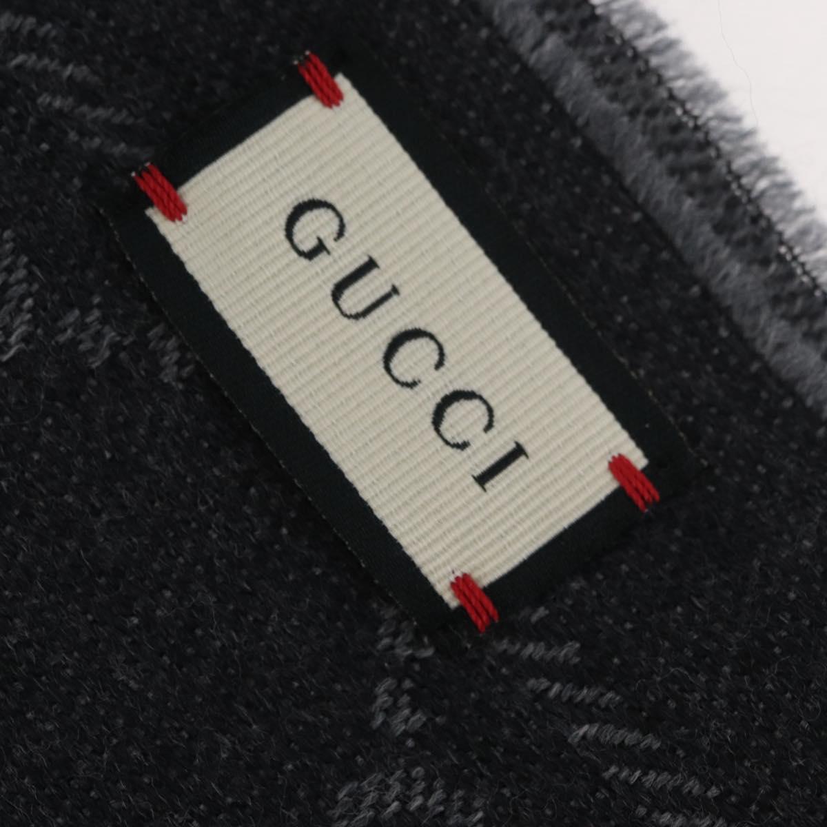 GUCCI GG Scarf Wool Gray Auth 174761A