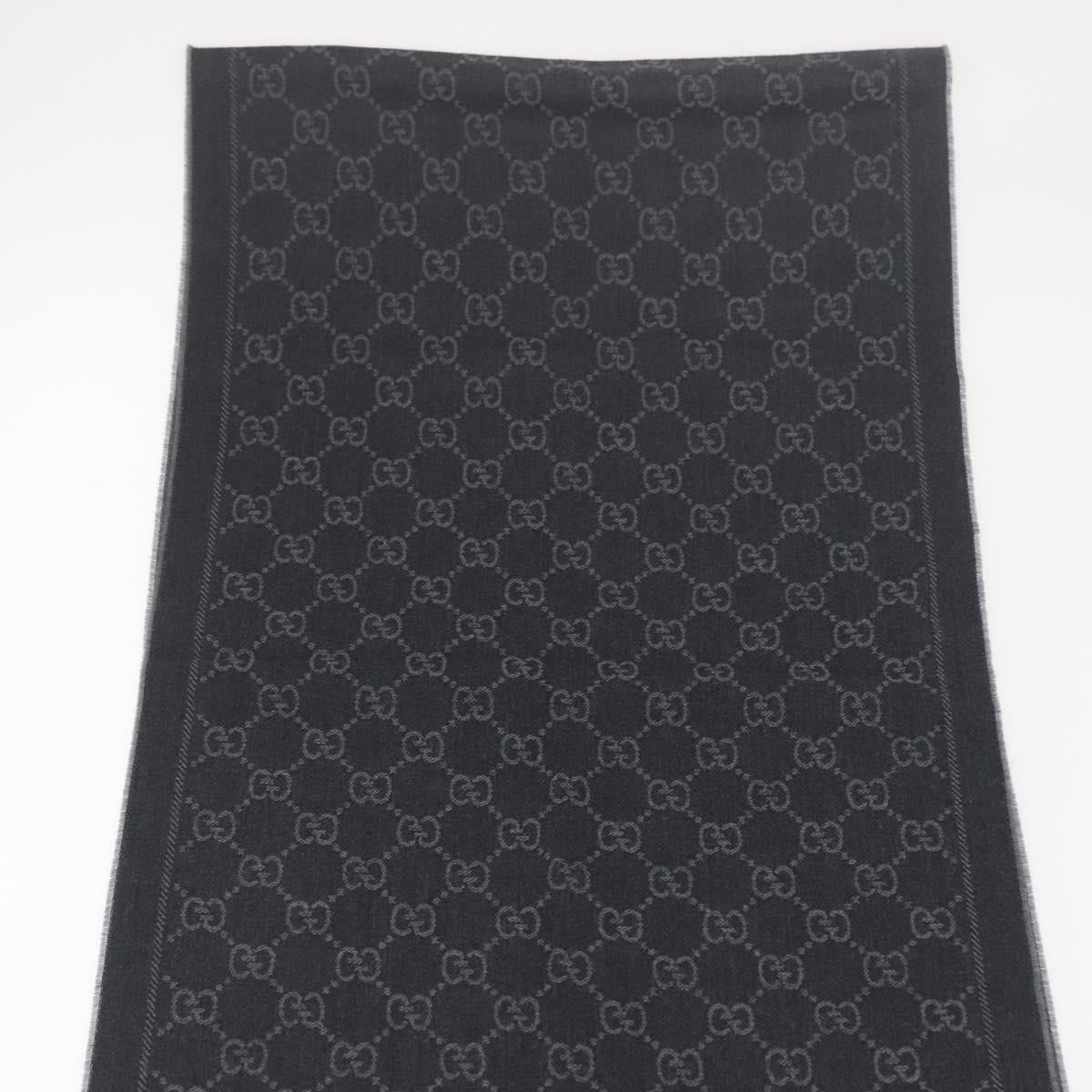 GUCCI GG Scarf Wool Gray Auth 174761A