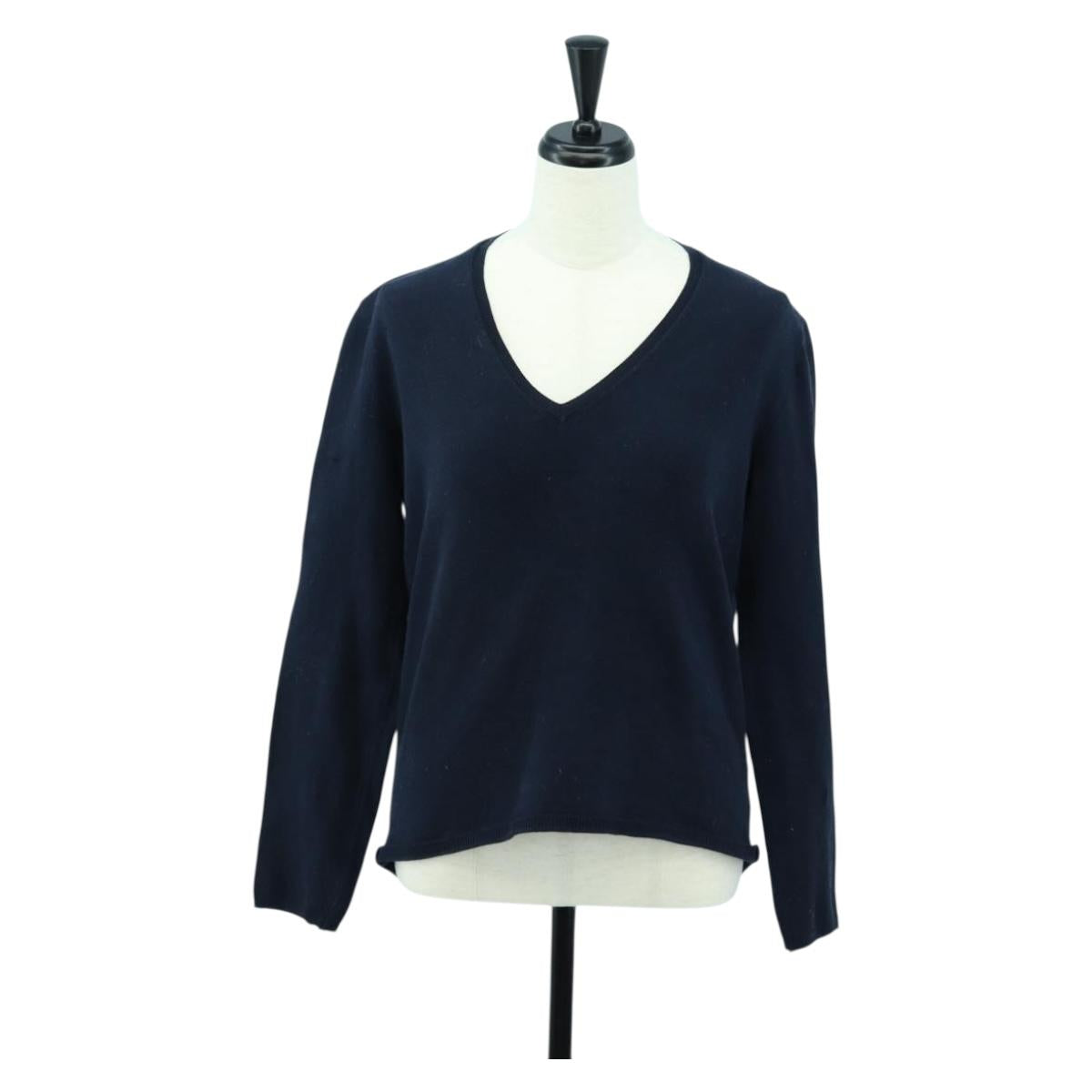PRADA Long Sleeved T Shirt Cotton Navy Auth 174765A