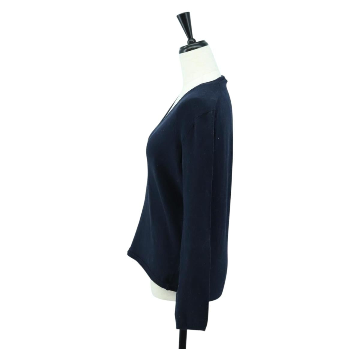 PRADA Long Sleeved T Shirt Cotton Navy Auth 174765A