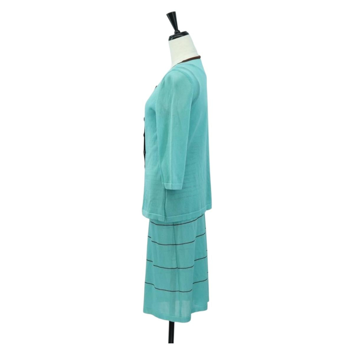 BALENCIAGA One Piece Dress And Jacket set Rayon Light Blue Auth 174767A