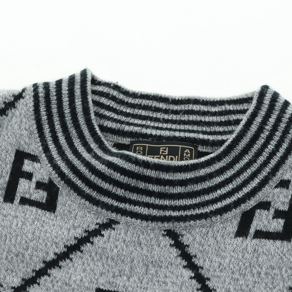 FENDI Zucca Canvas Knit Sweater Wool Gray Auth 174772A