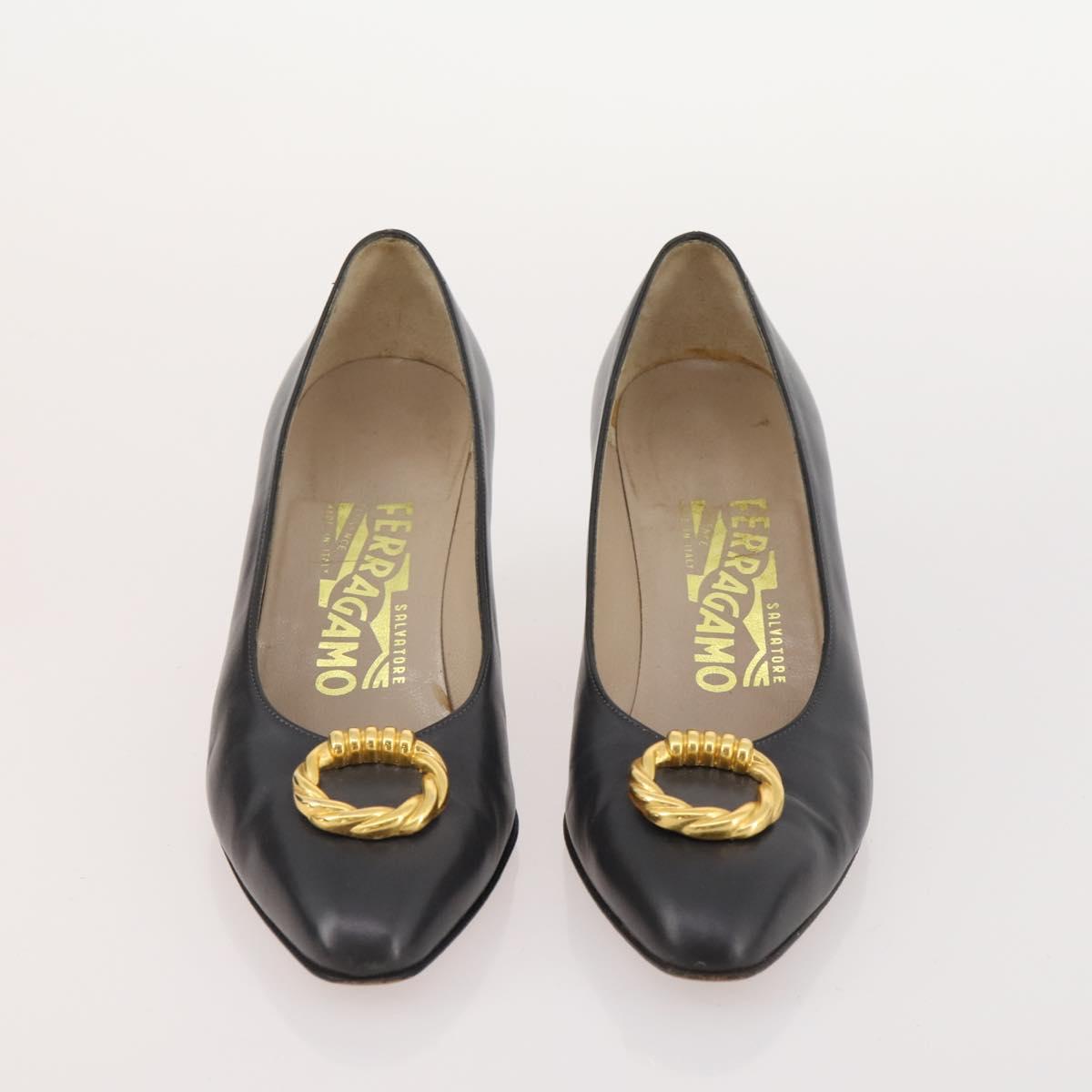 Salvatore Ferragamo Shoes Suede Leather 6 Set Brown Navy black Auth 174774