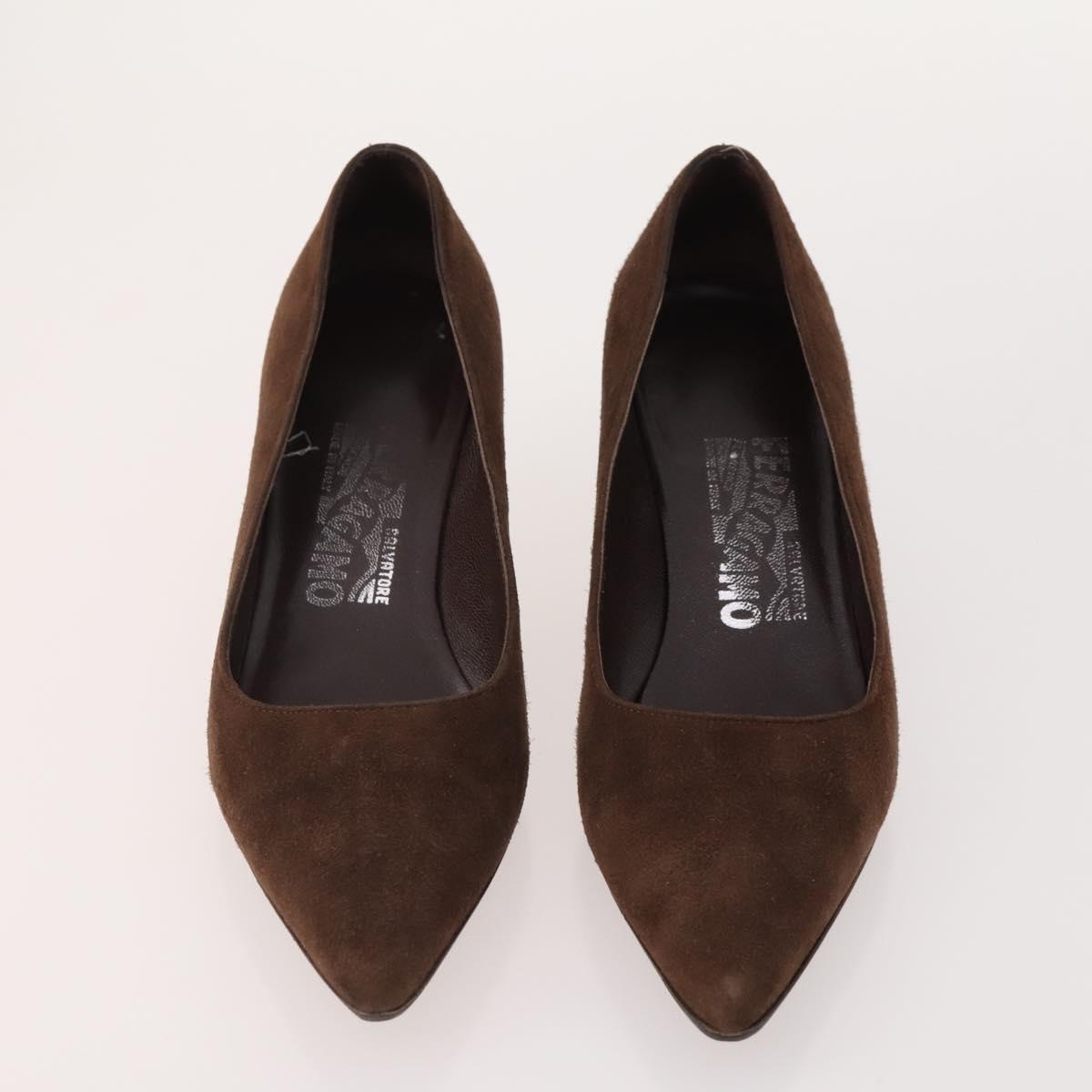 Salvatore Ferragamo Shoes Suede Leather 5 Set Brown Red black Auth 174776