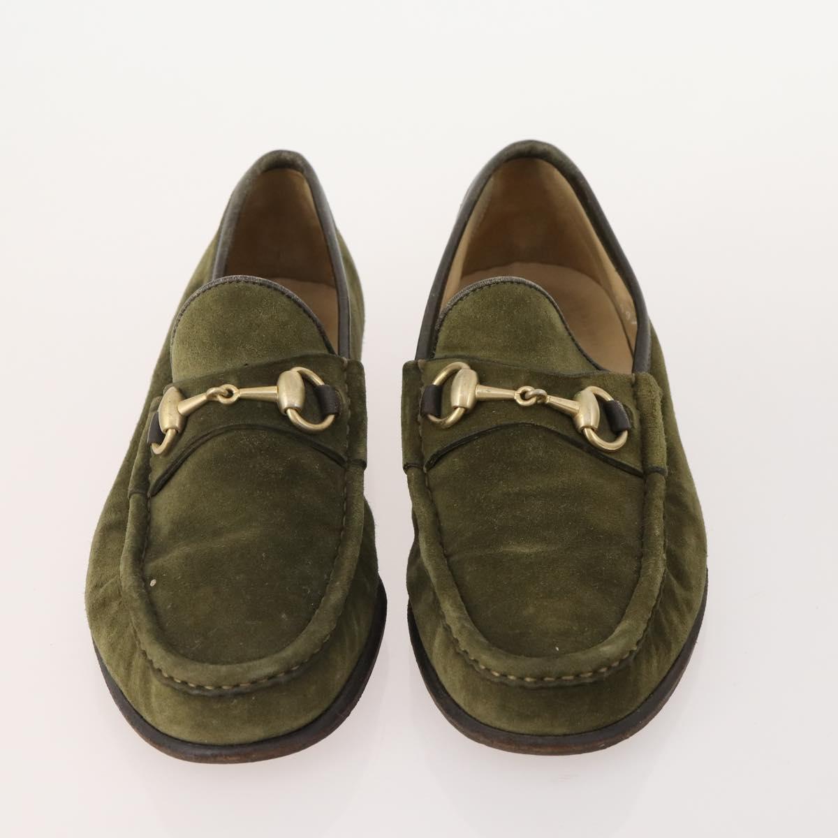 GUCCI Shoes Suede Leather 3 Set Black Khaki white Auth 174777