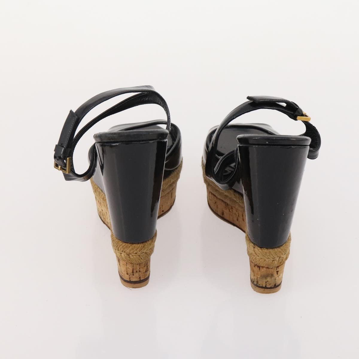 GUCCI Shoes Patent Leather 7 Set Black Brown Auth 174778
