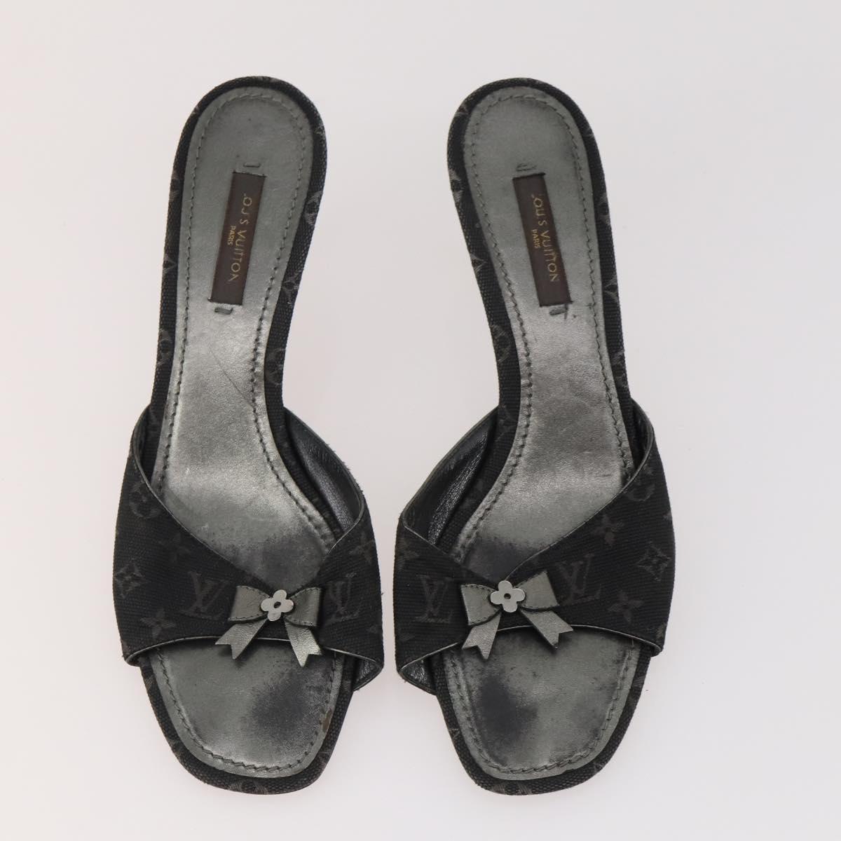 LOUIS VUITTON Monogram Mini Shoes Leather 5 Set Black Beige Navy LV Auth 174780