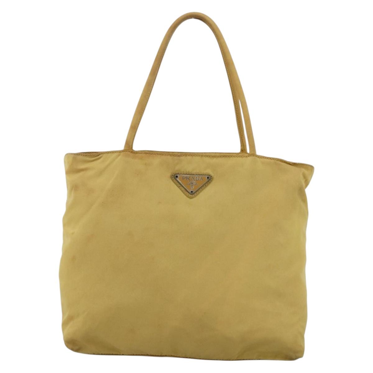 PRADA Hand Bag Nylon Yellow Silver Auth 174791
