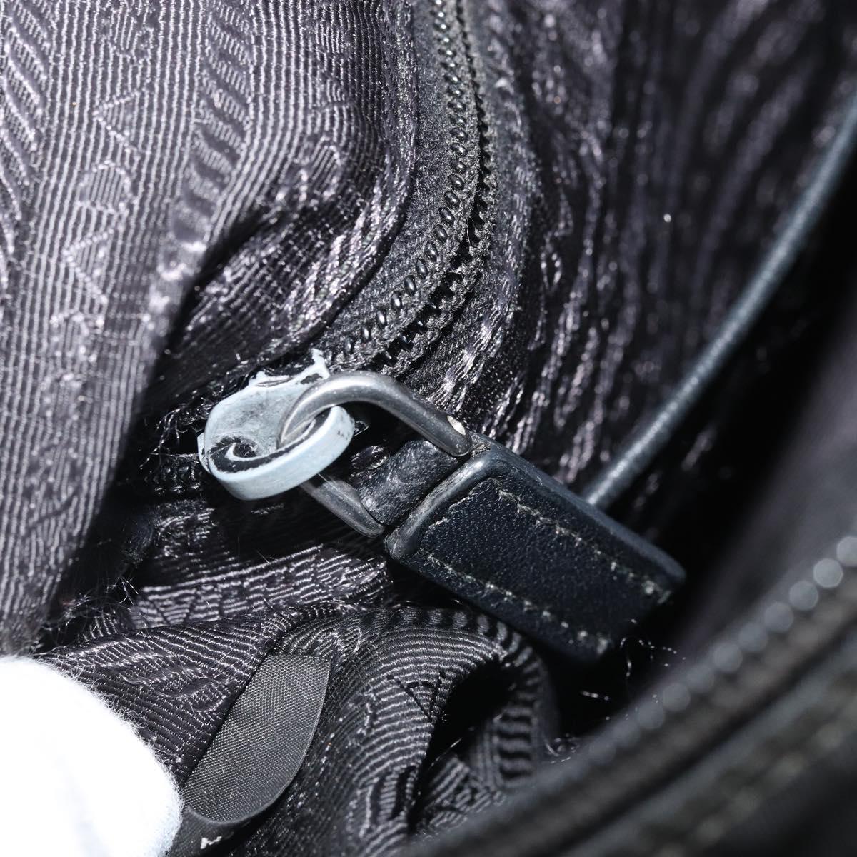PRADA Shoulder Bag Nylon Black Silver Auth 174852