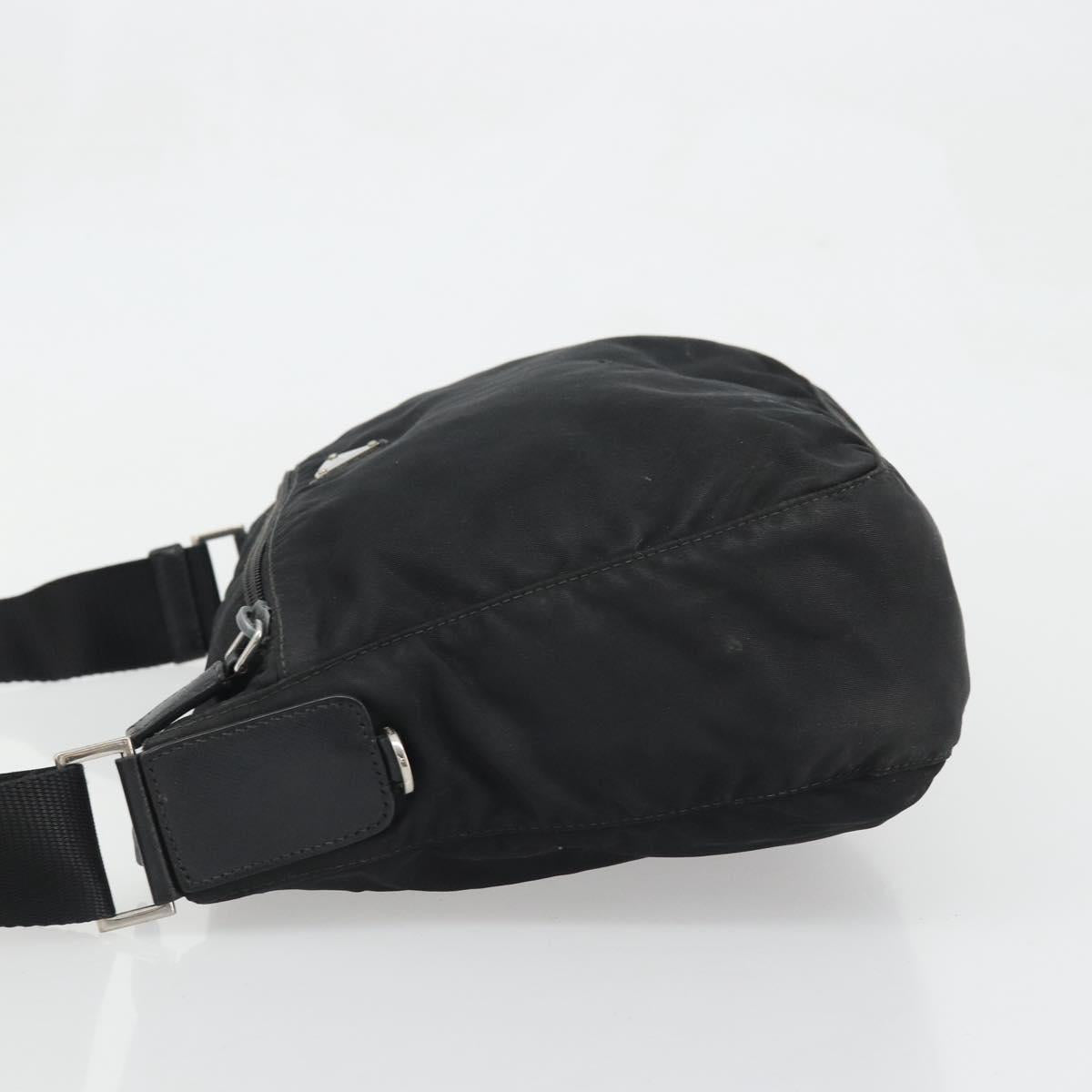 PRADA Shoulder Bag Nylon Black Silver Auth 174852