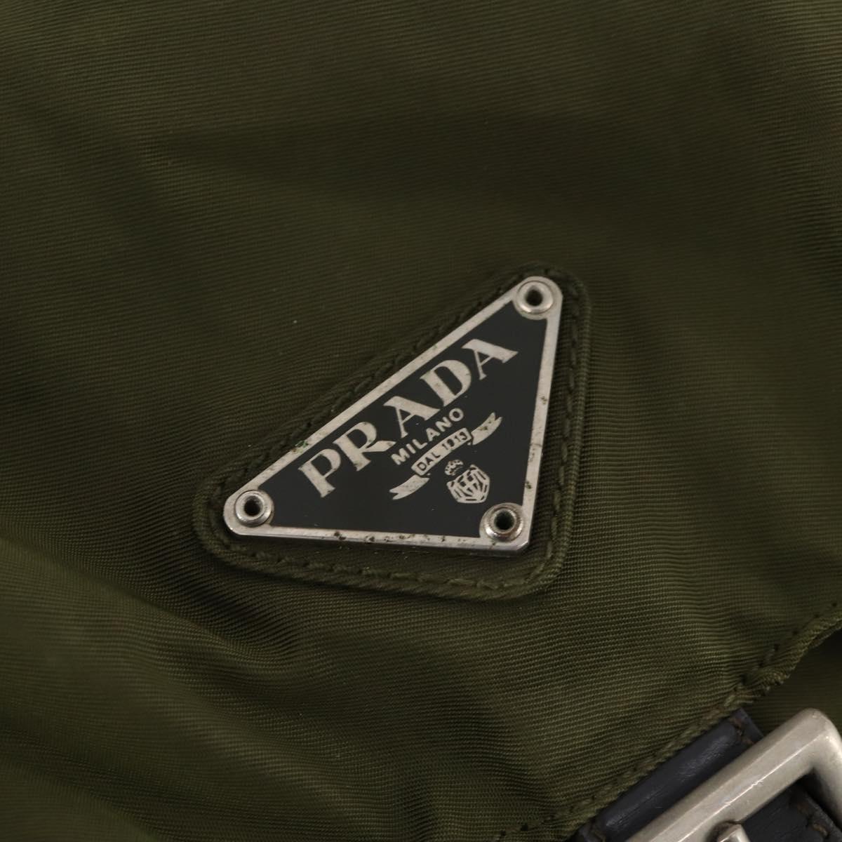 PRADA Backpack Nylon Khaki Silver Auth 174854