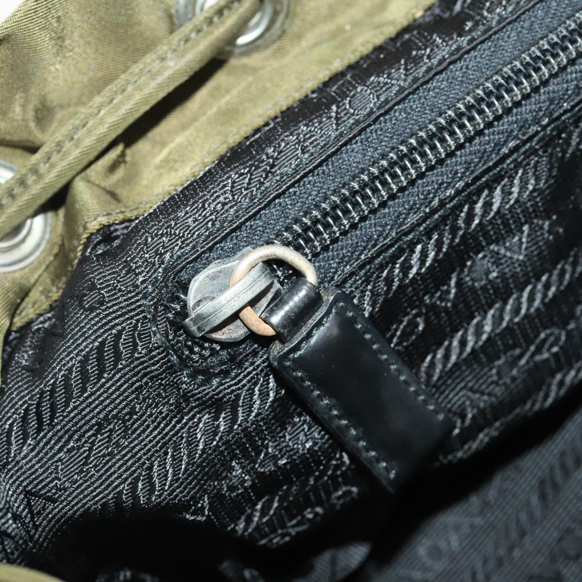 PRADA Backpack Nylon Khaki Silver Auth 174854