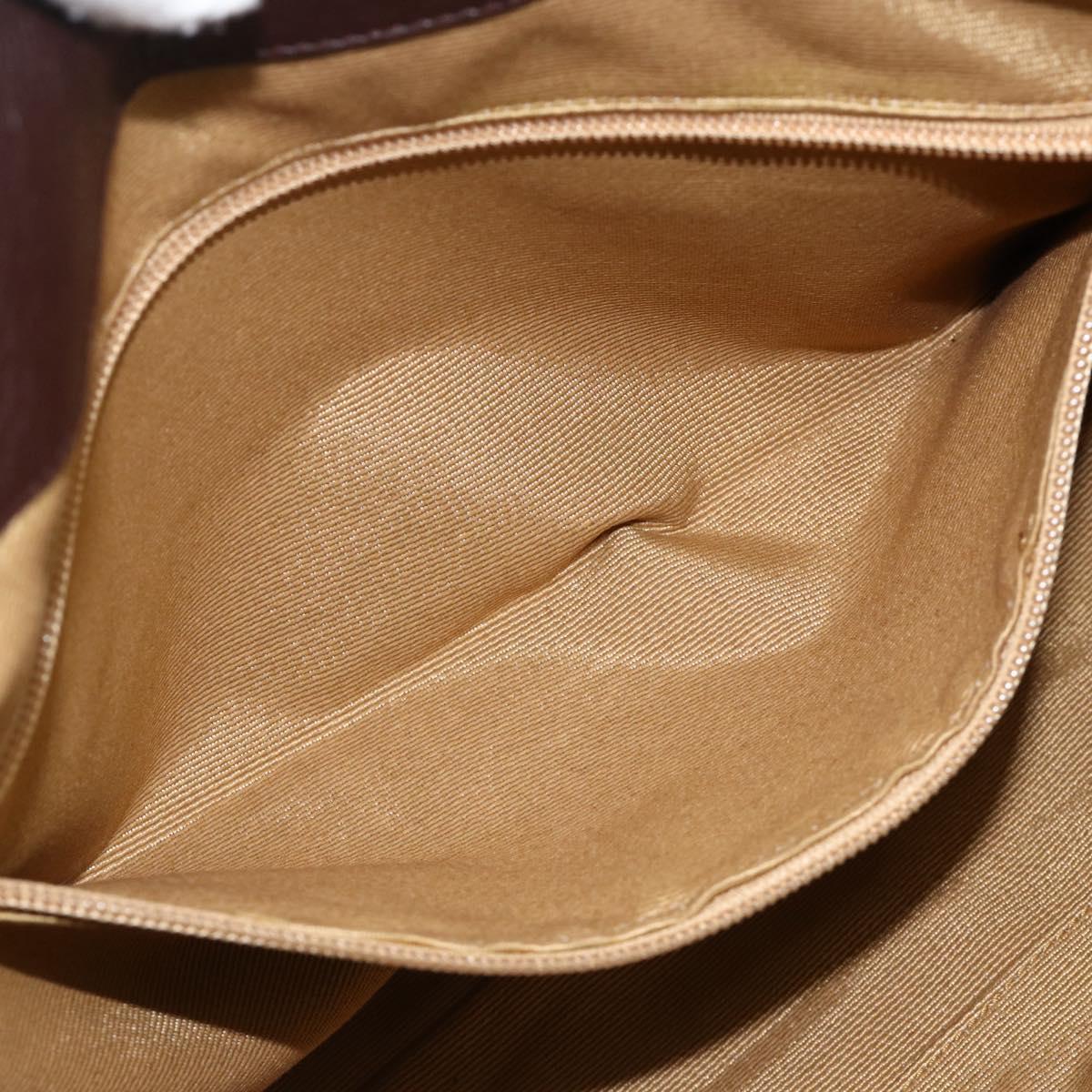 Salvatore Ferragamo Gancini Hand Bag Unborn Calf Skin Brown Gold Auth 174856A