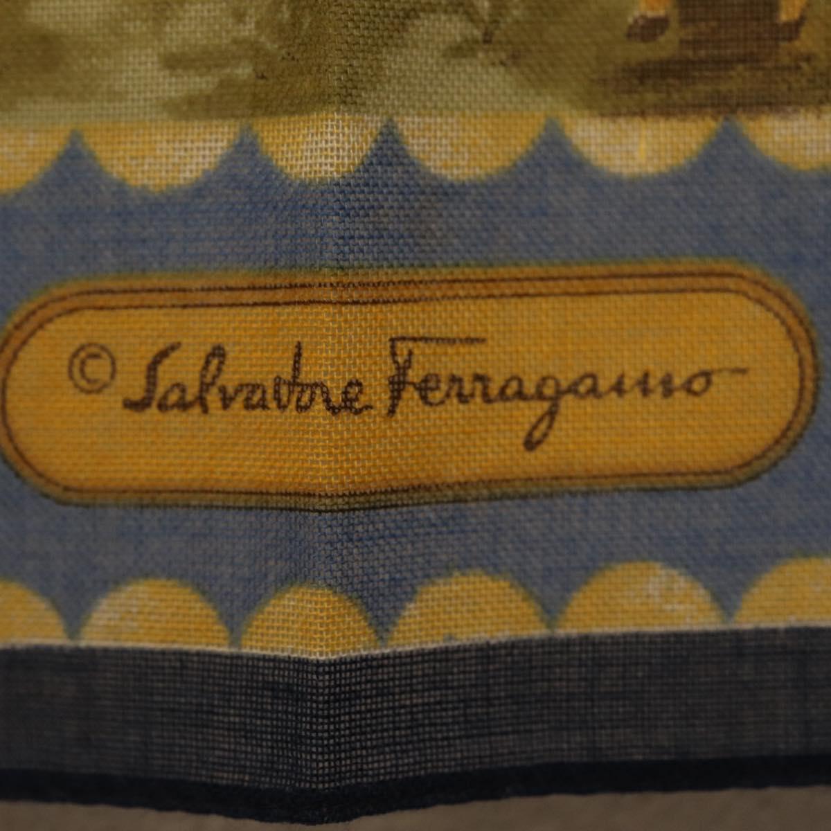 Salvatore Ferragamo Scarf Cotton Blue Auth 174899A