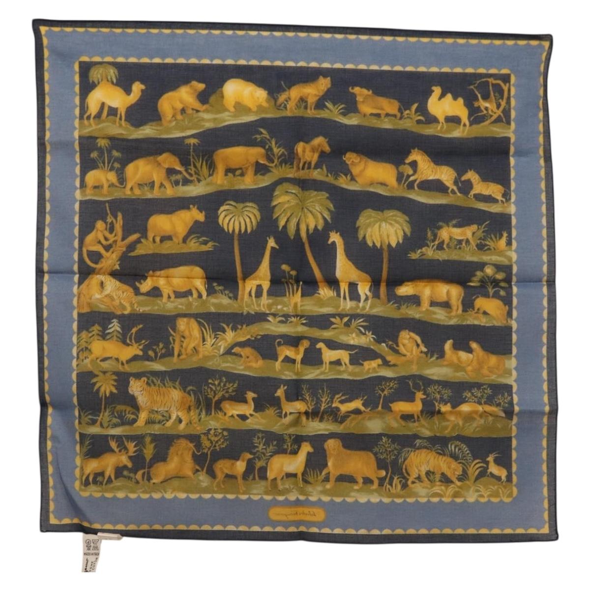 Salvatore Ferragamo Scarf Cotton Blue Auth 174899A