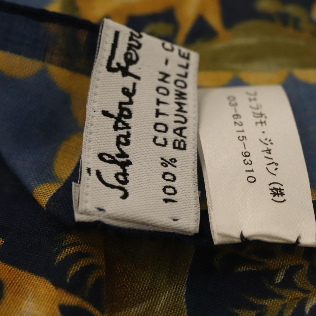 Salvatore Ferragamo Scarf Cotton Blue Auth 174899A