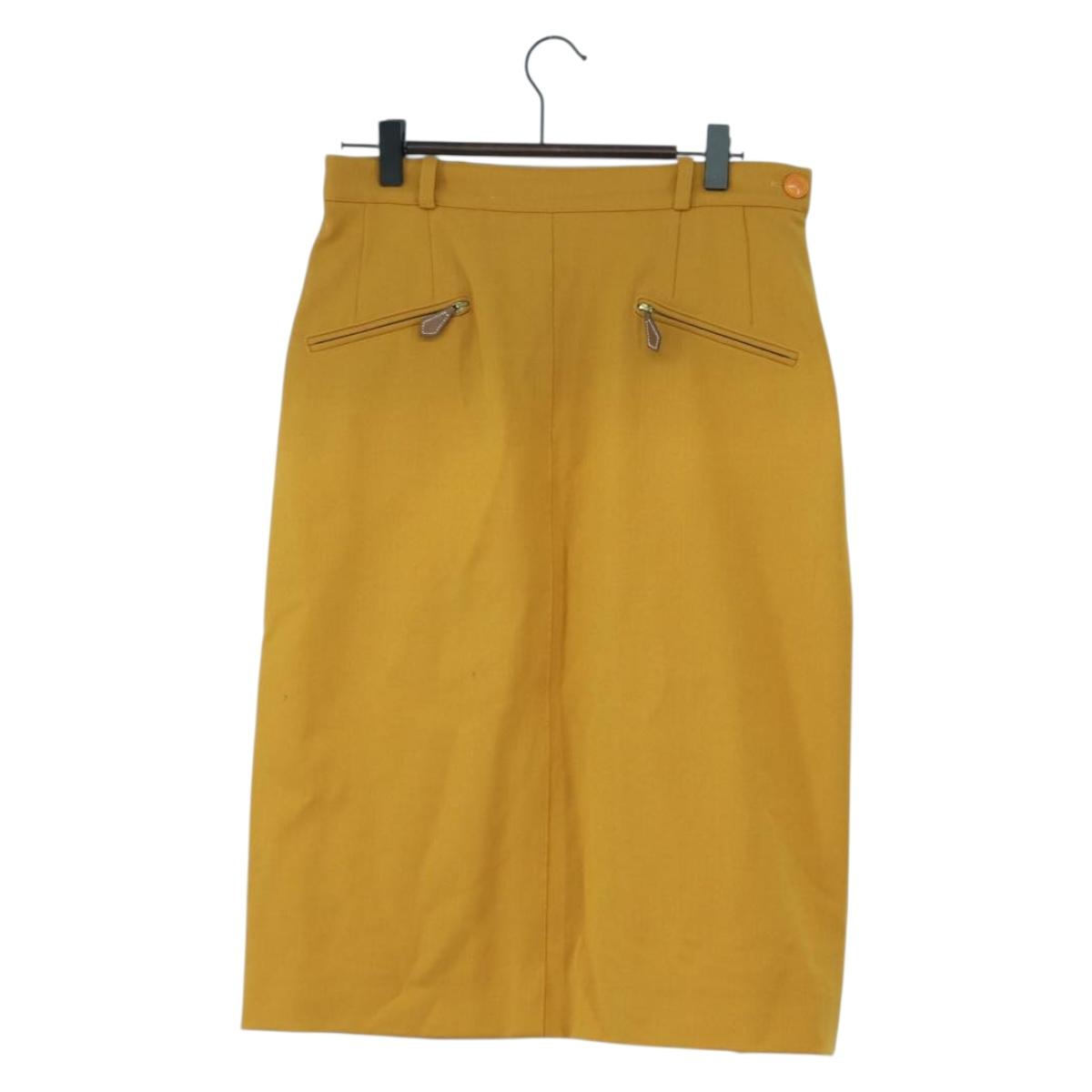 HERMES Skirt Wool Brown Auth 174904A