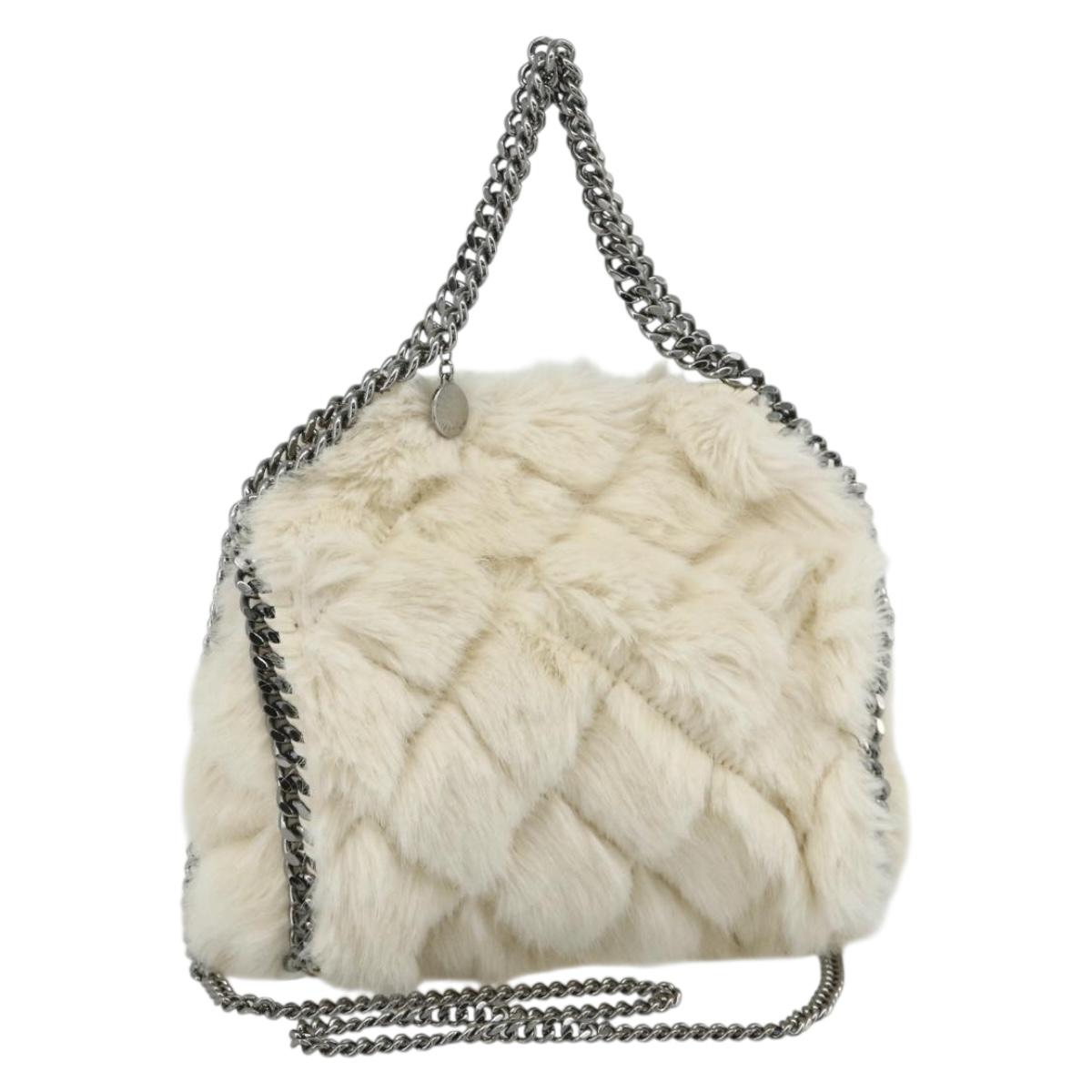 Stella MacCartney Falabella Tote Bag Fur 2way White Silver Auth 174918A