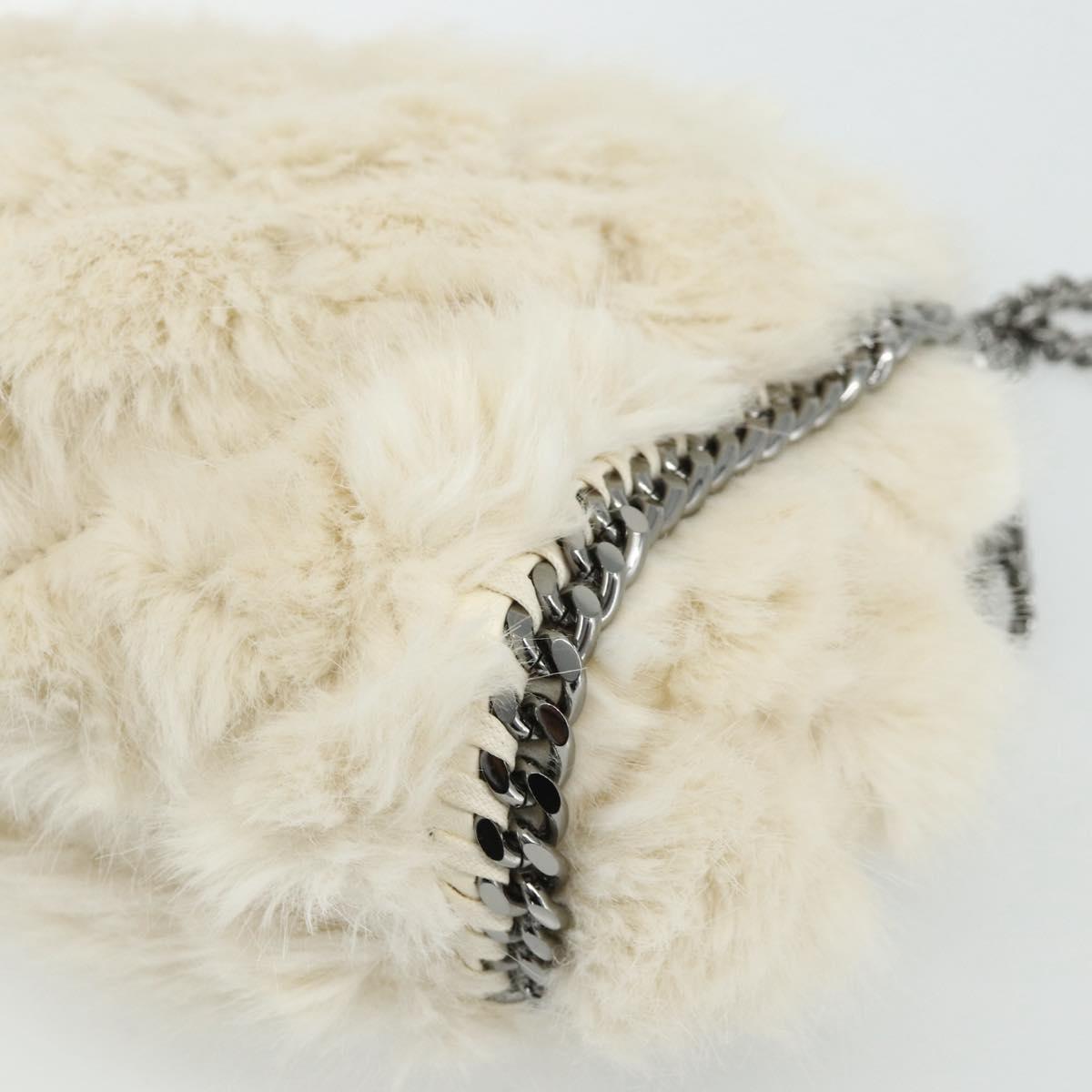 Stella MacCartney Falabella Tote Bag Fur 2way White Silver Auth 174918A
