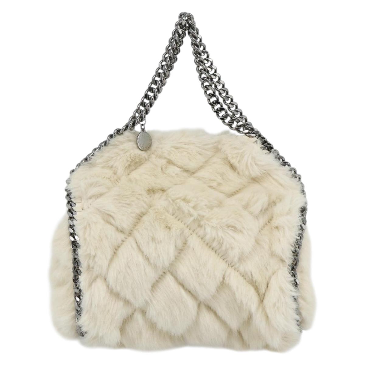 Stella MacCartney Falabella Tote Bag Fur 2way White Silver Auth 174918A