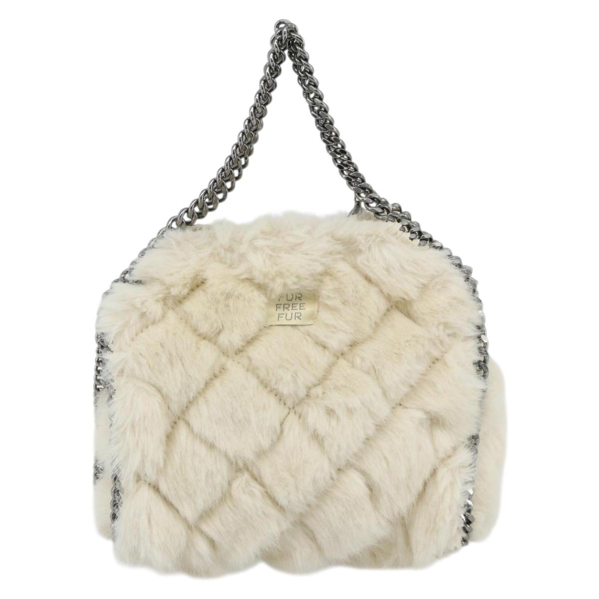 Stella MacCartney Falabella Tote Bag Fur 2way White Silver Auth 174918A
