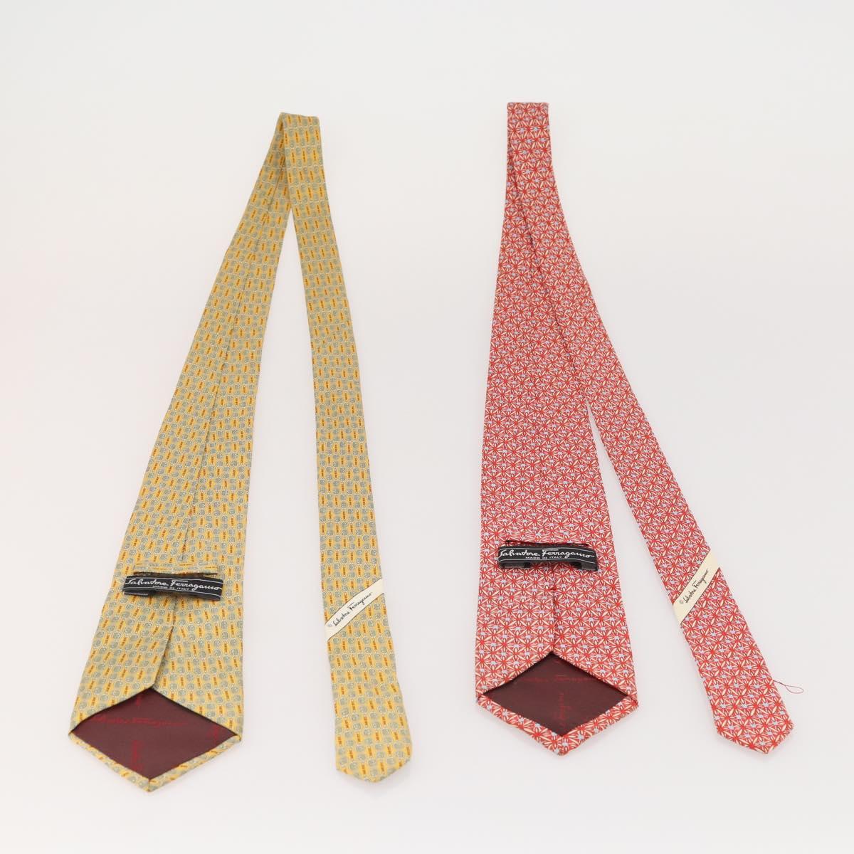Salvatore Ferragamo Necktie Silk 10 bottles set Blue Navy yellow Auth 174928
