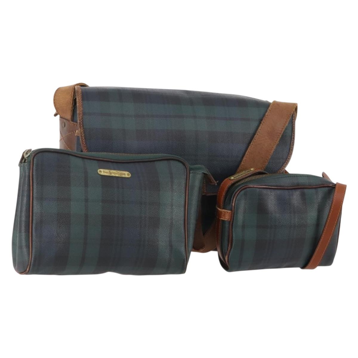 Poro Ralph Lauren Shoulder Bag PVC Leather 3 Set Green Auth 174945