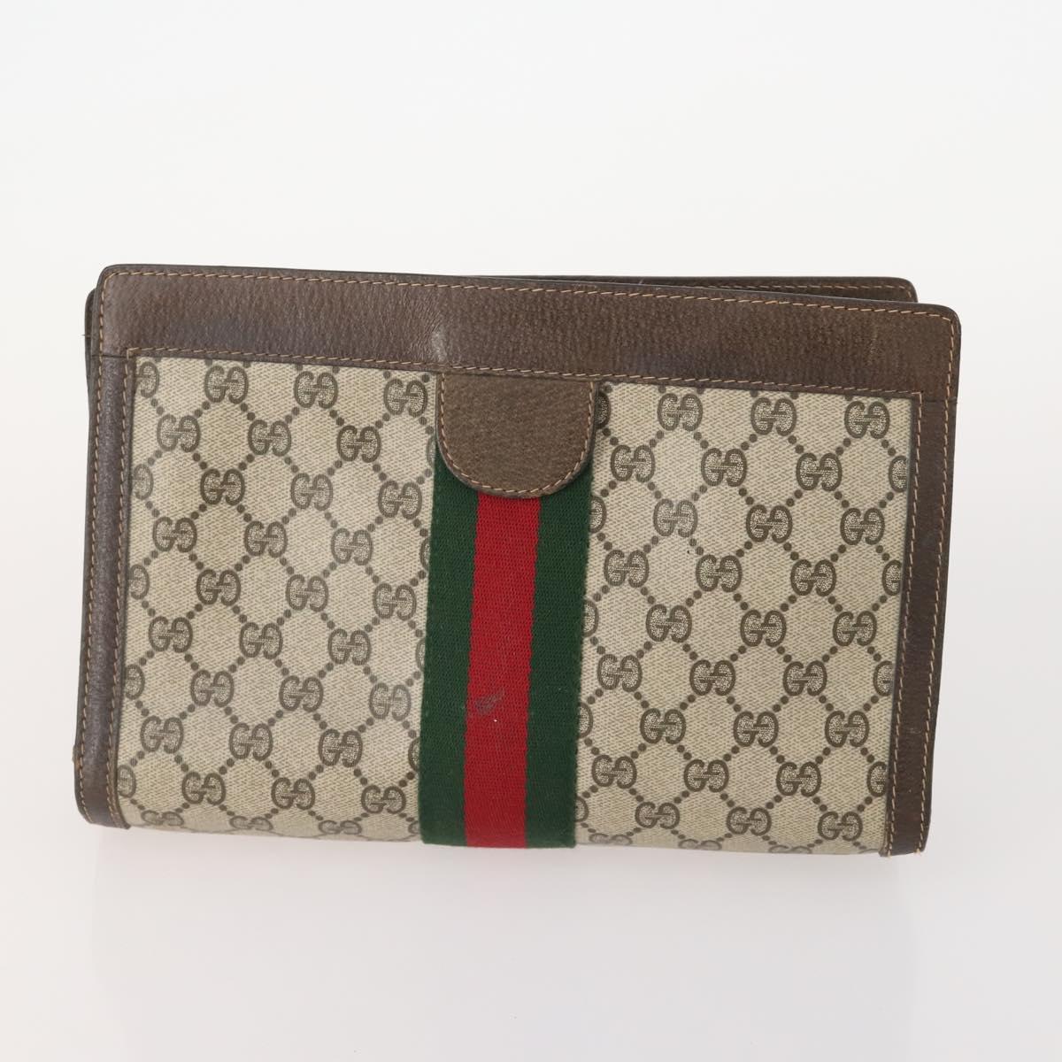 GUCCI GG Supreme Web Sherry Line Bag PVC Suede 5 Set Navy Beige Auth 174951