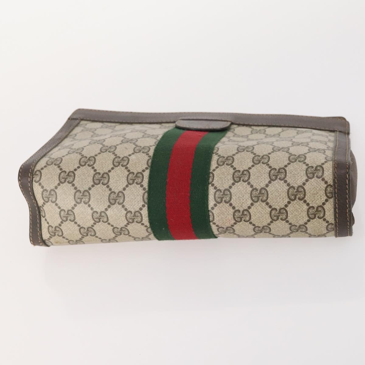 GUCCI GG Supreme Web Sherry Line Bag PVC Suede 5 Set Navy Beige Auth 174951