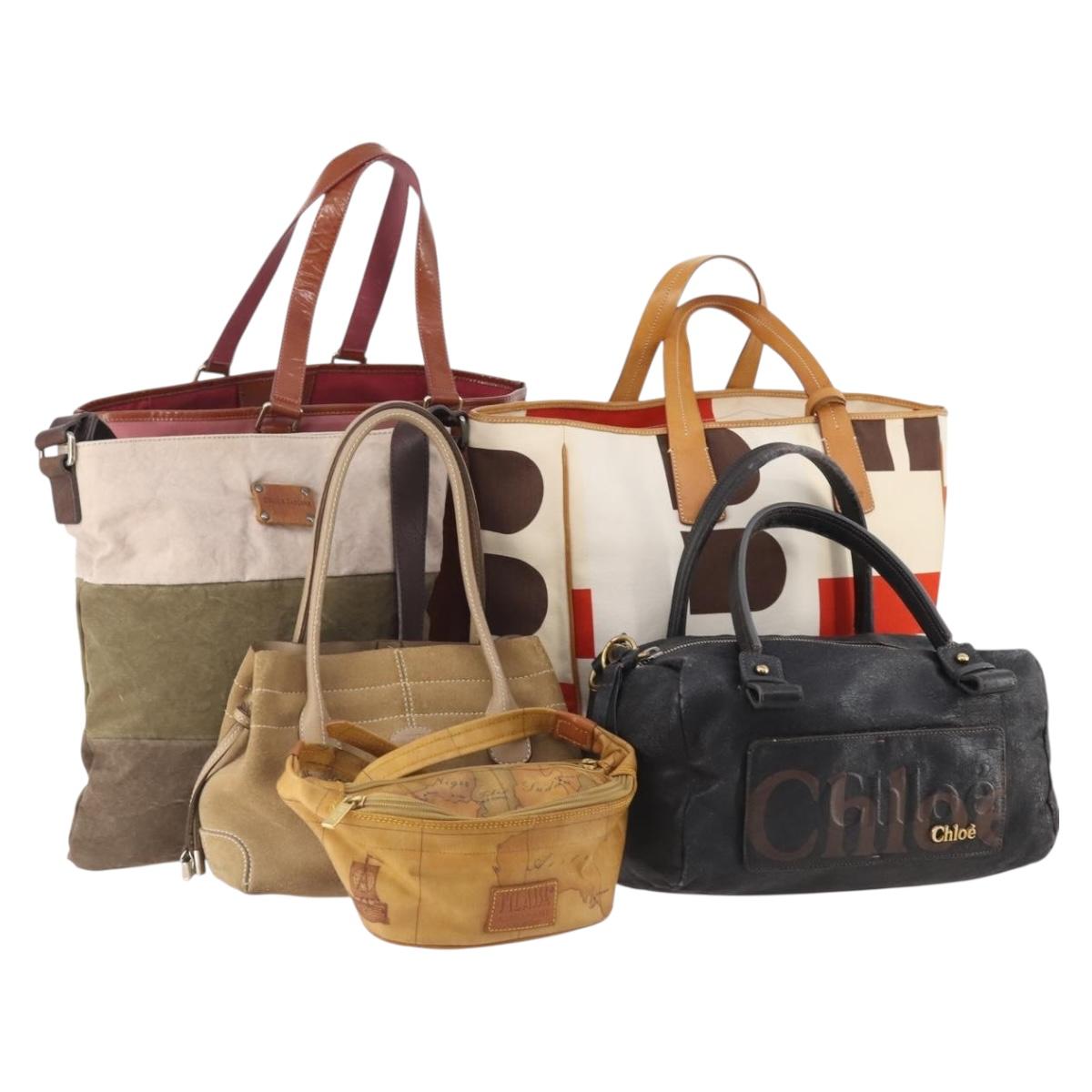 DOLCE&GABBANA Tod's Chloe Bally Bag Suede 6 Set Beige Brown White Auth 174952