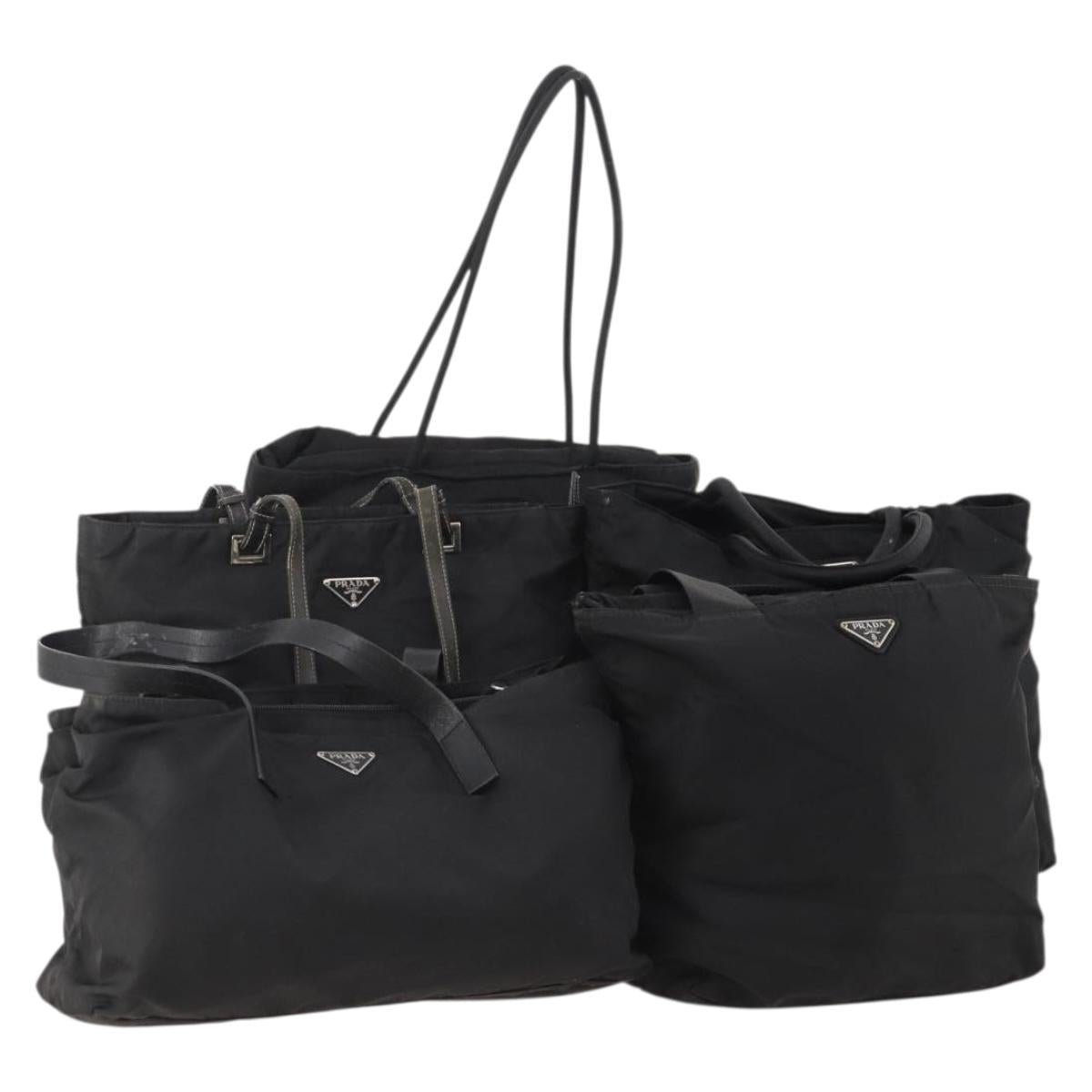 PRADA Hand Bag Nylon 5 Set Black Auth 174961