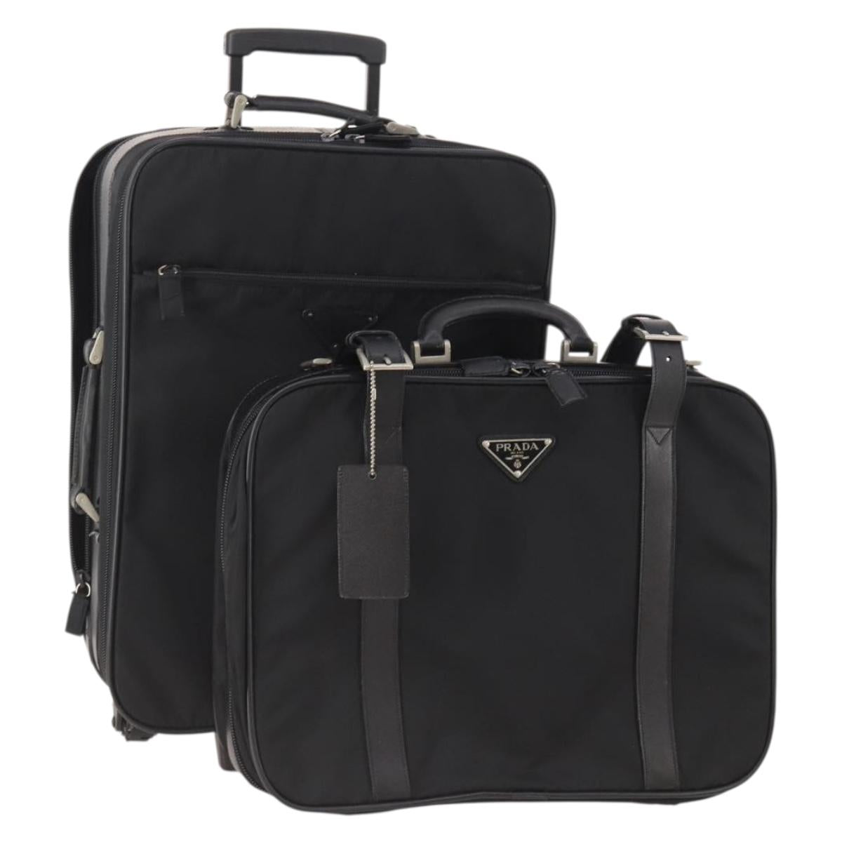 PRADA Trunk Nylon 2 Set Black Auth 174973